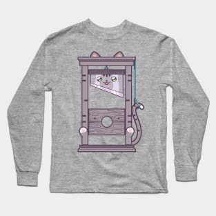 Kawaii Guillotine Kitty ~ Gray Long Sleeve T-Shirt